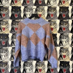 Zara diamond argyle print mohair sweater